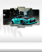 Turkuaz Nissan GT-R R35 - 5 Parçalı Araba Tablo