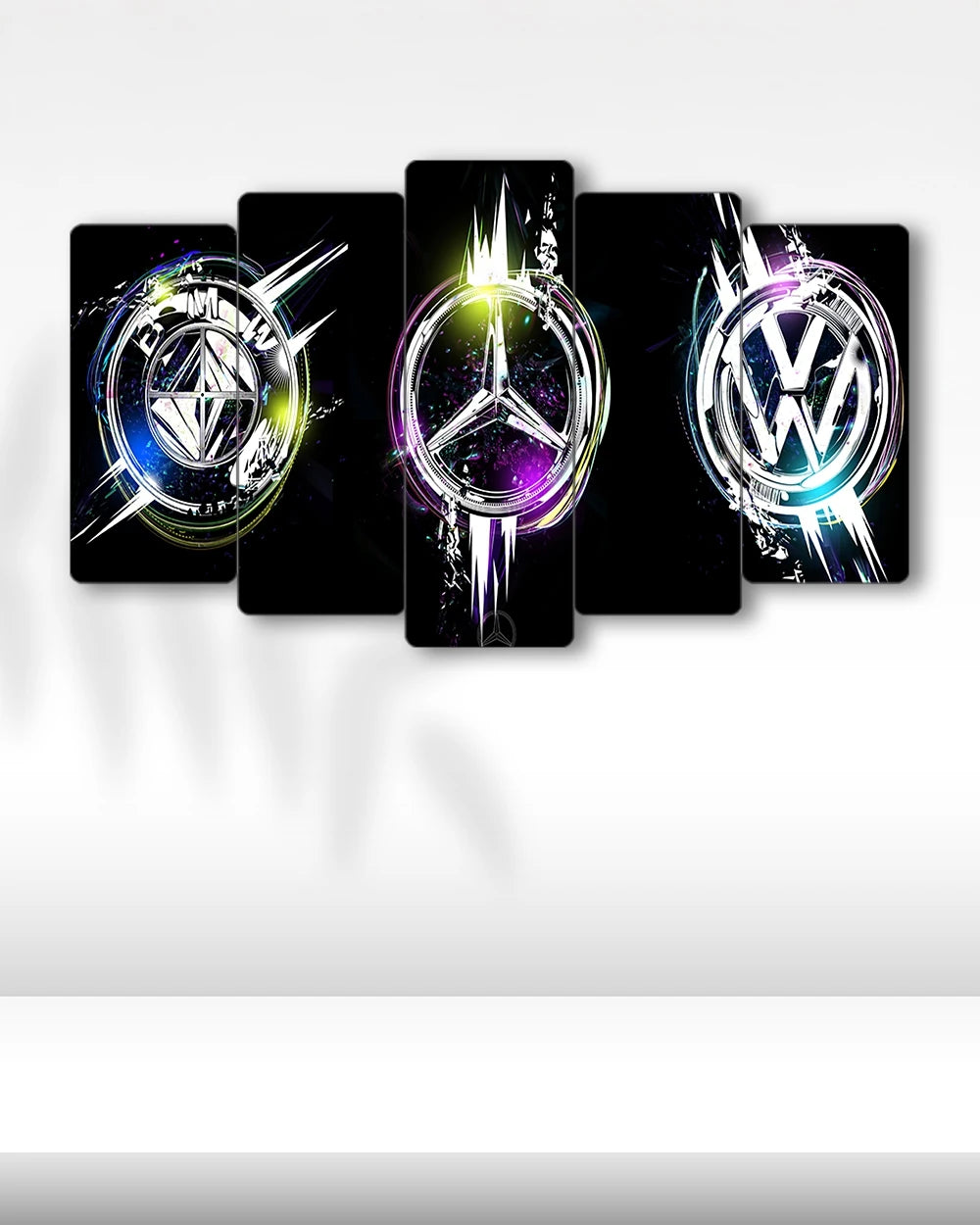 Bmw, Mercedes, Volkswagen Logoları - 5 Parçalı Araba Tablo
