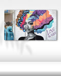 Kadın, Graffiti, Love is Color - 5 Parçalı Tablo