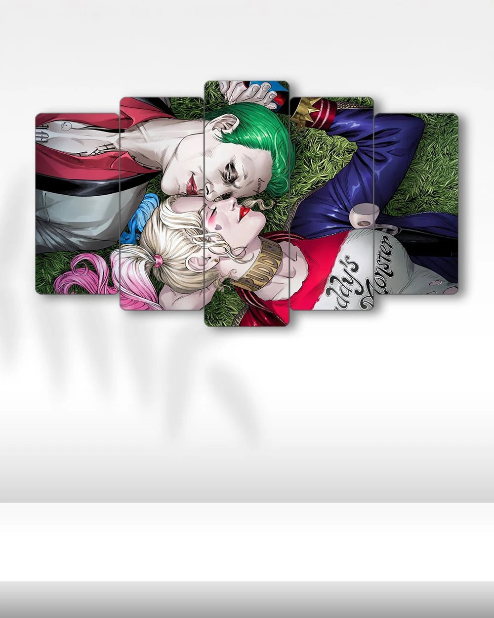 Joker ve Harley Quinn, Çimenler Üzerinde - 5 Parçalı Tablo