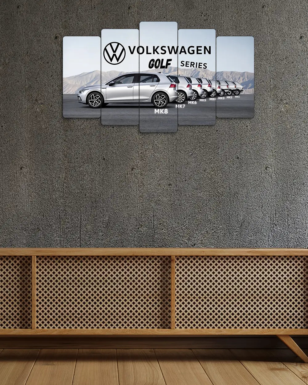 Volkswagen Golf Evrimi MK1-MK8 - 5 Parçalı Araba Tablo