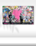 Grafiti, Charlie Chaplin, Albert Einstein - 5 Parçalı Tablo