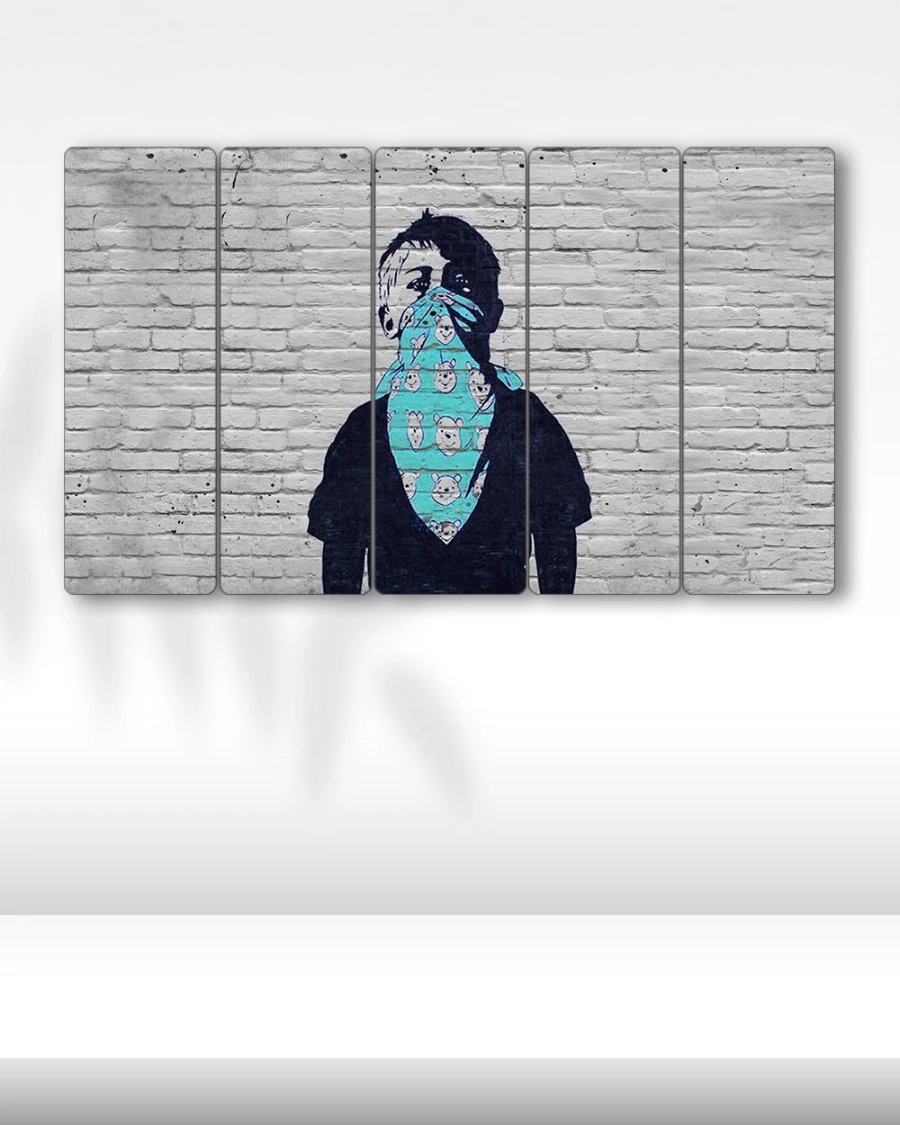 Graffiti Çocuk, Mavi Ayıcıklı Bandana - 5 Parçalı Tablo