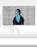 Graffiti Çocuk, Mavi Ayıcıklı Bandana - 5 Parçalı Tablo