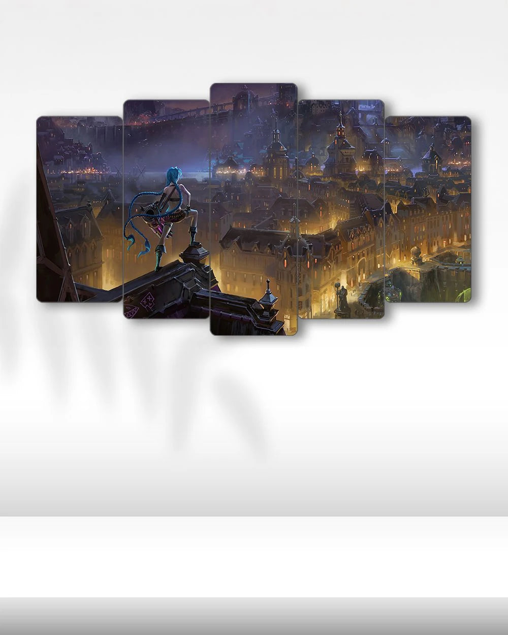 Arcane, Jinx Şehir Manzarası - 5 Parçalı Tablo