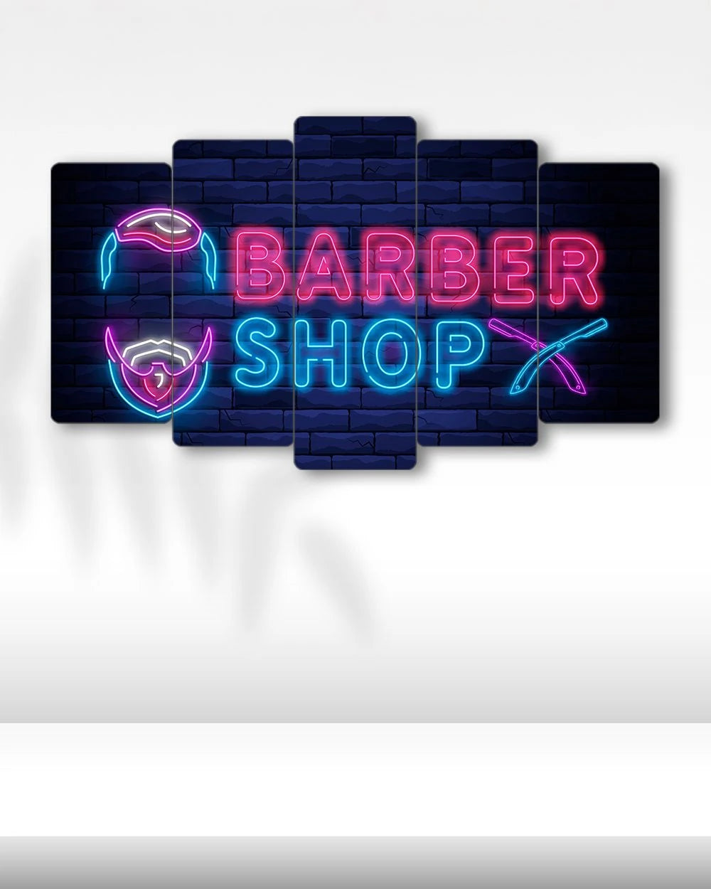 Neon Barber Shop, Ustura - 5 Parçalı Berber Tablo