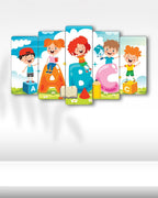 Çocuklar, Harfler - 5 Parçalı Tablo