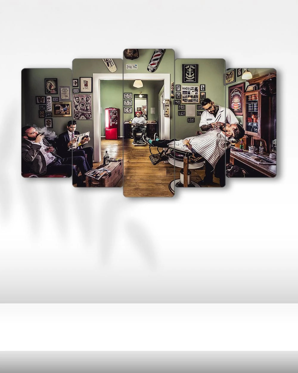Vintage Barber Lounge - 5 Parçalı Berber Tablo