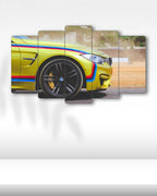 BMW M4 Austin Yellow - 5 Parçalı Araba Tablo