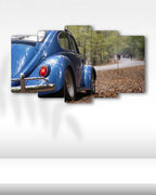 Mavi Vosvos, Volkswagen Beetle - 5 Parçalı Araba Tablo
