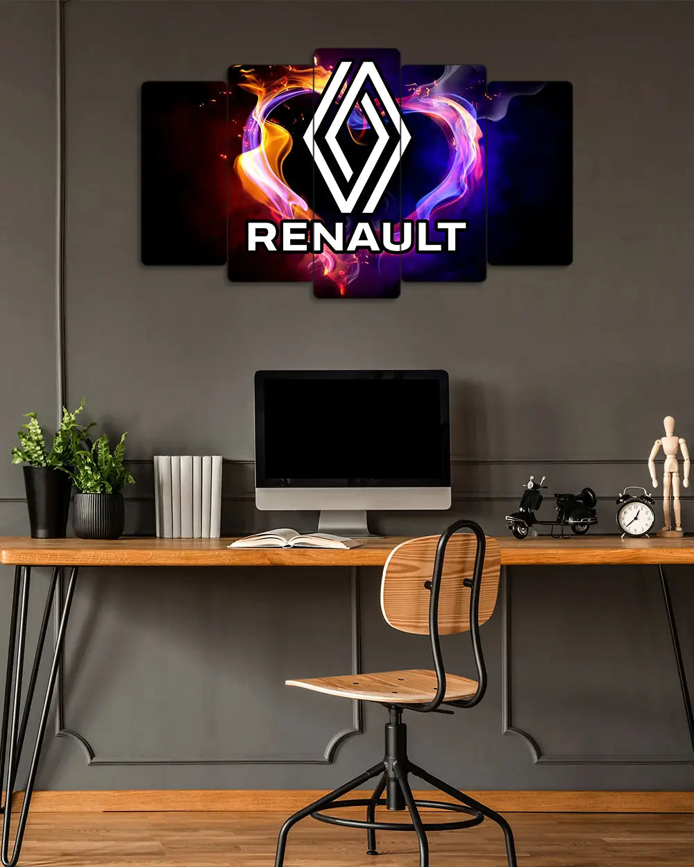 Renault Logo - 5 Parçalı Araba Tablo
