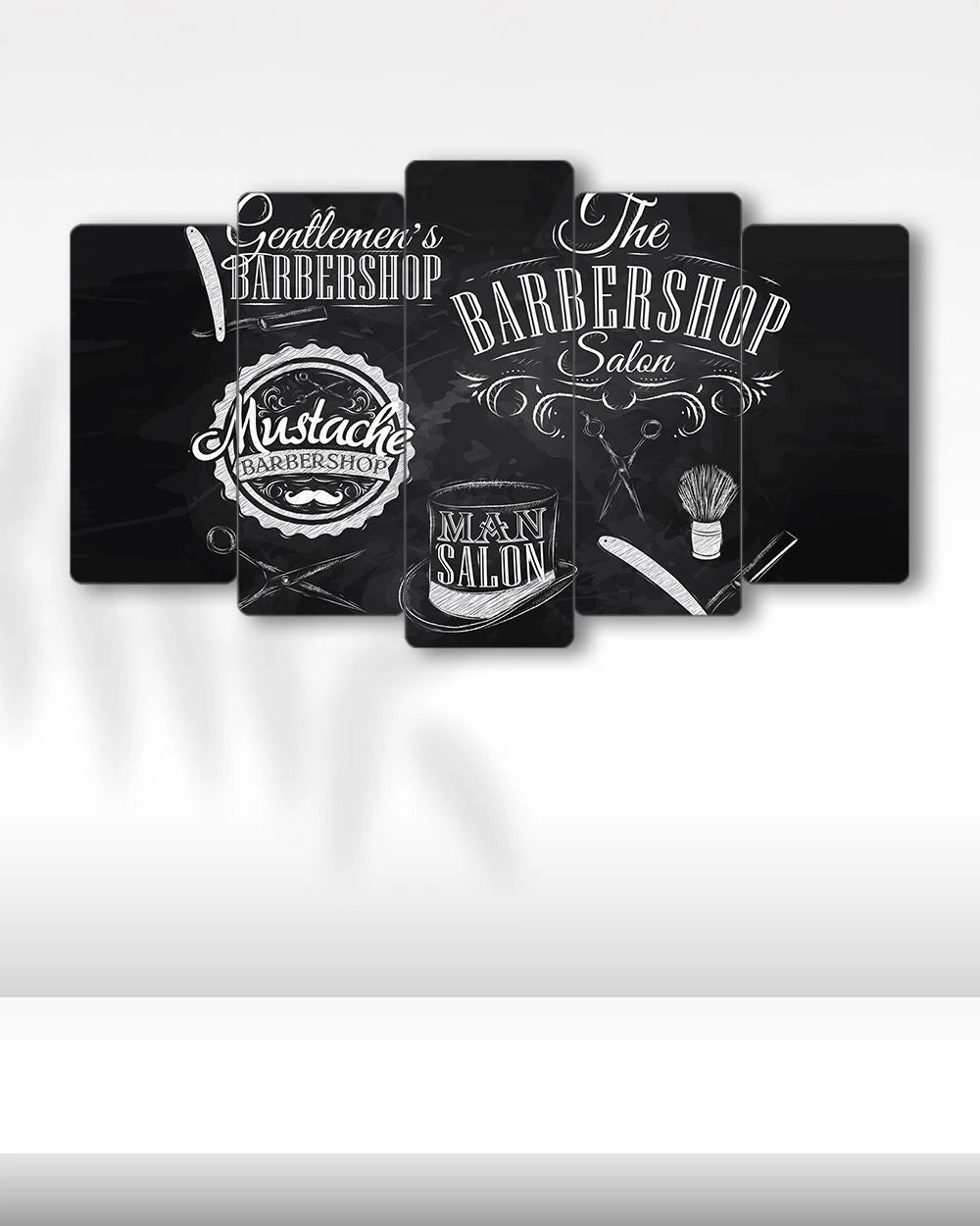 Chalkboard Stili - 5 Parçalı Berber Tablo