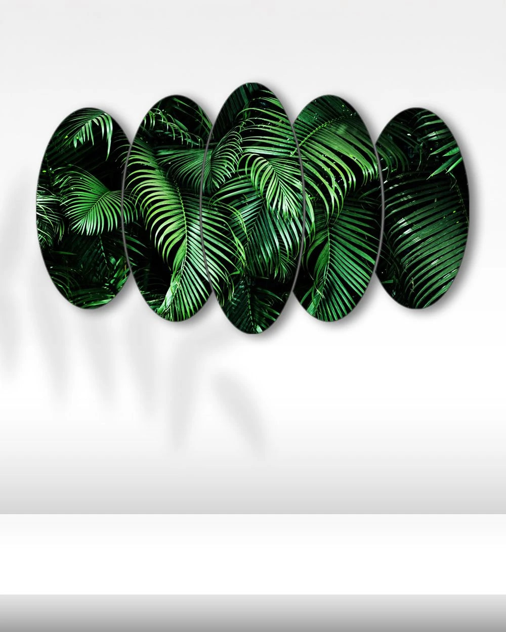 Yeşil Tropik Yapraklar - 5 Parçalı Tablo