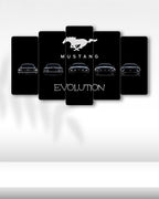 Ford Mustang Evrimi - 5 Parçalı Araba Tablo