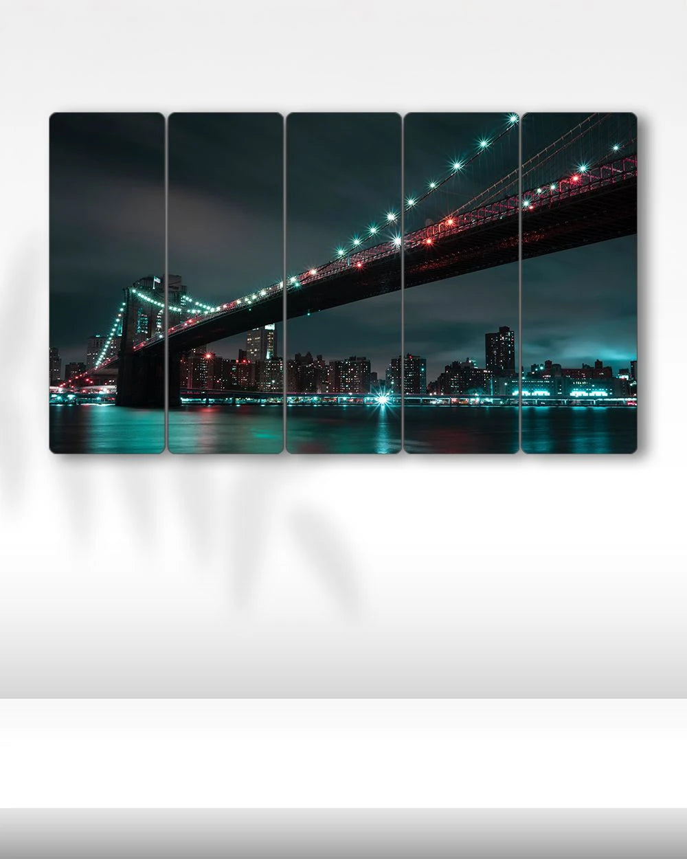 Brooklyn Köprüsü, New York, ABD - 5 Parçalı Tablo