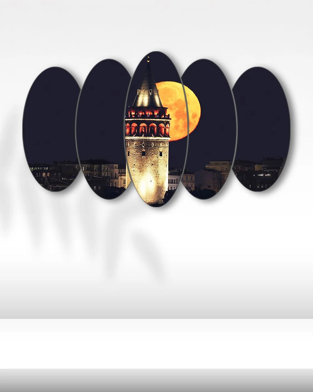 Ay Işığında Galata Kulesi - 5 Parçalı Tablo