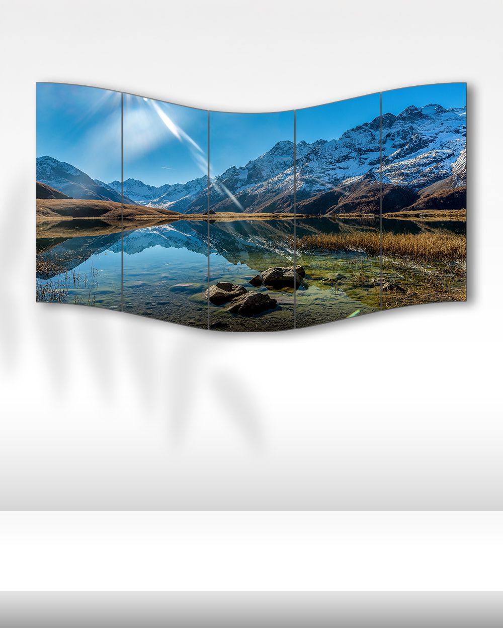 Banff Dağları ve Göl Manzarası - 5 Parçalı Tablo