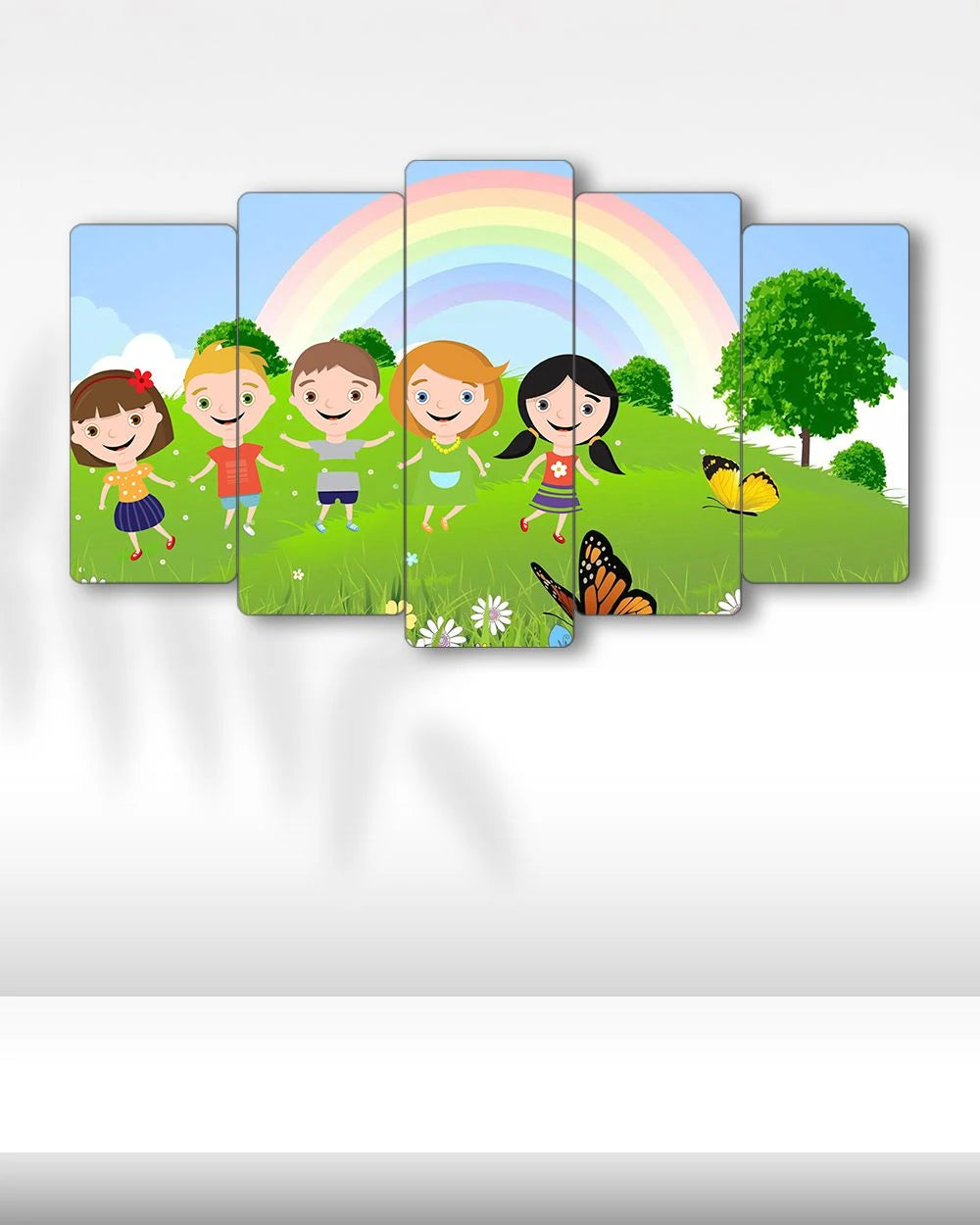 Çocuklar, Gökkuşağı, Kelebek - 5 Parçalı Tablo
