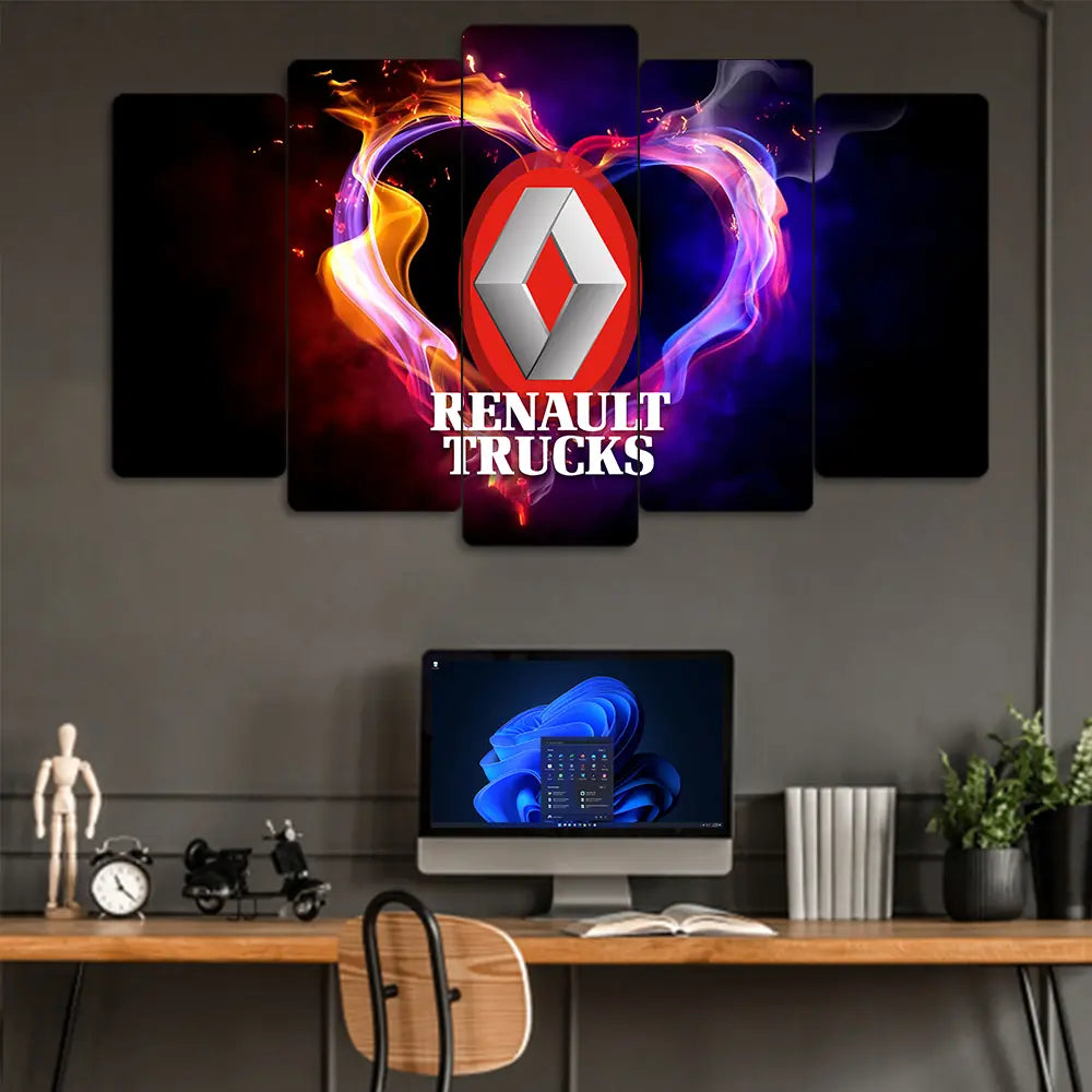 Renault Trucks Logo - 5 Parçalı Araba Tablo