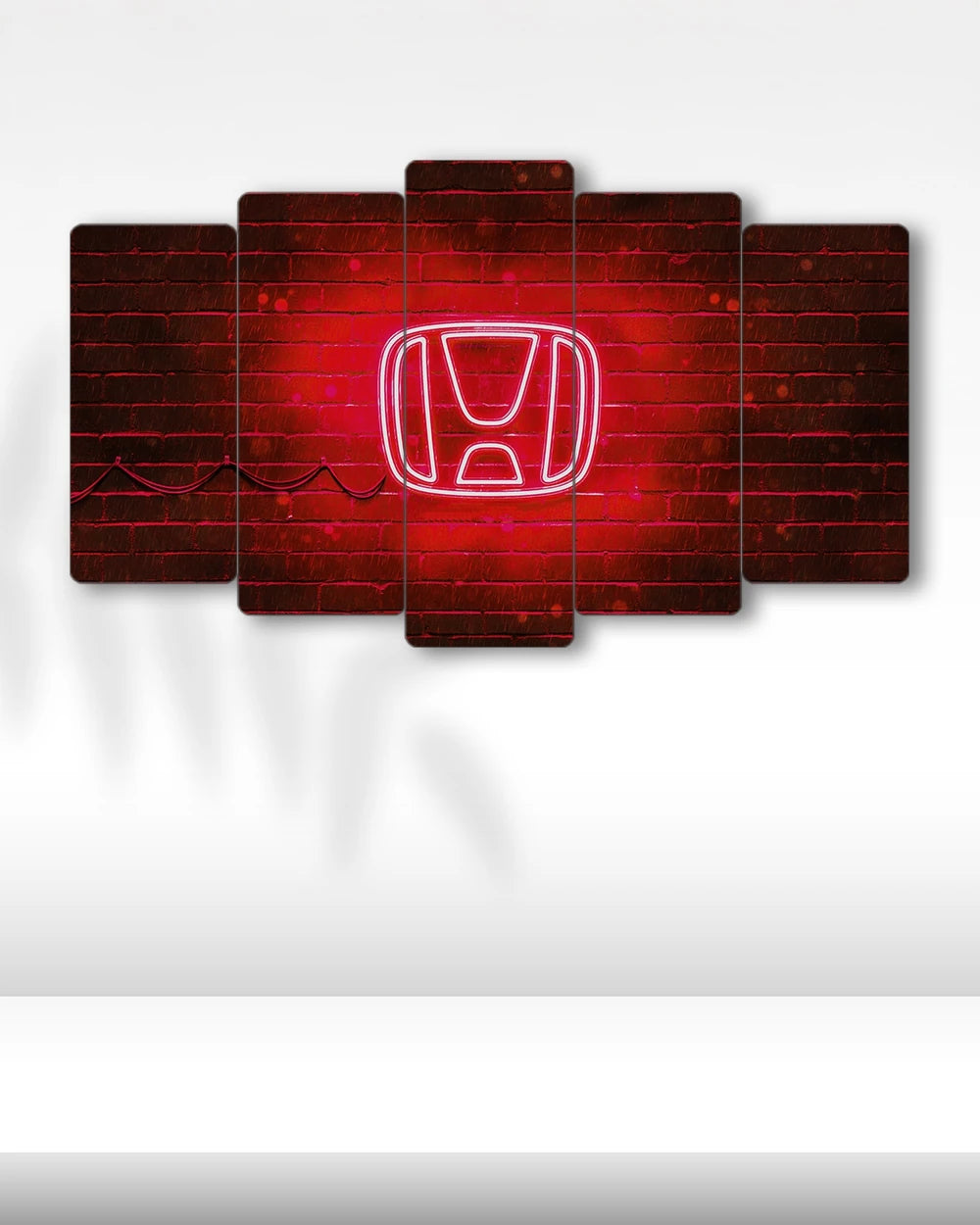Honda Logo Neon Kırmızı - 5 Parçalı Araba Tablo