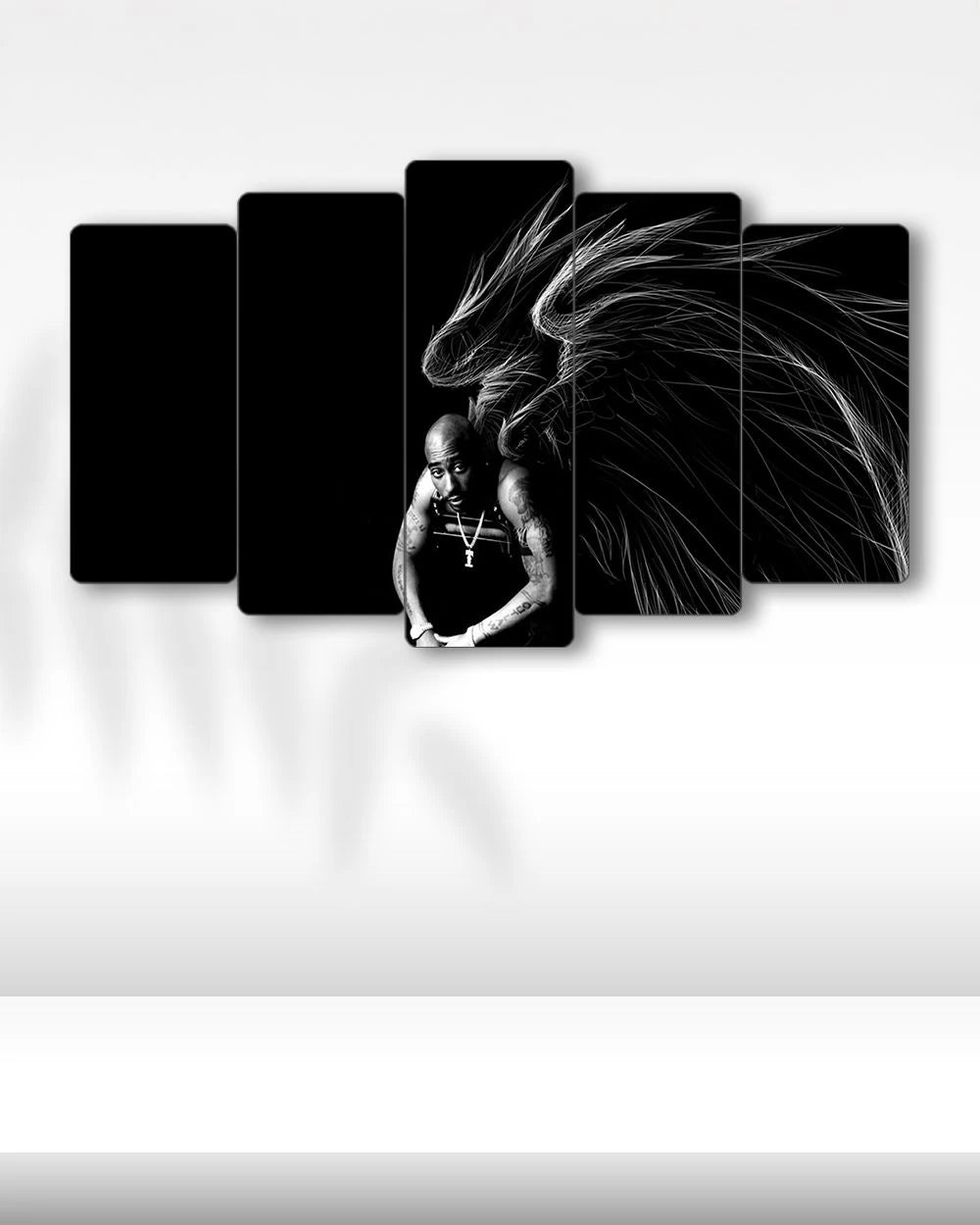 Tupac Shakur, Siyah Beyaz Ejderha - 5 Parçalı Tablo