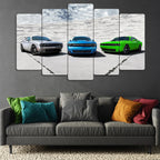 Renkli Dodge Challenger 2015 - 5 Parçalı Araba Tablo