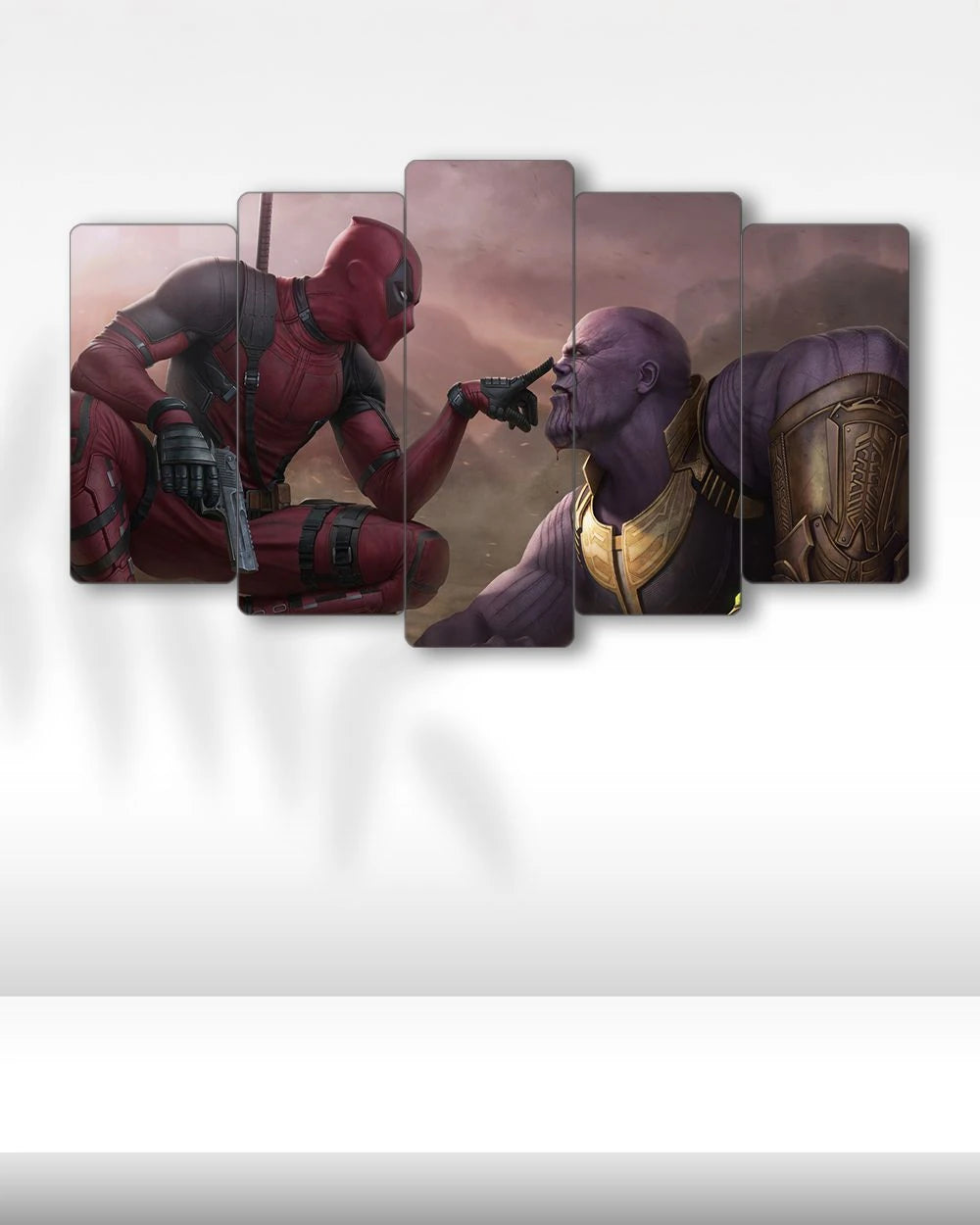 Deadpool ve Thanos Mizahi Sahne - 5 Parçalı Tablo