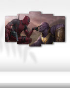Deadpool ve Thanos Mizahi Sahne - 5 Parçalı Tablo