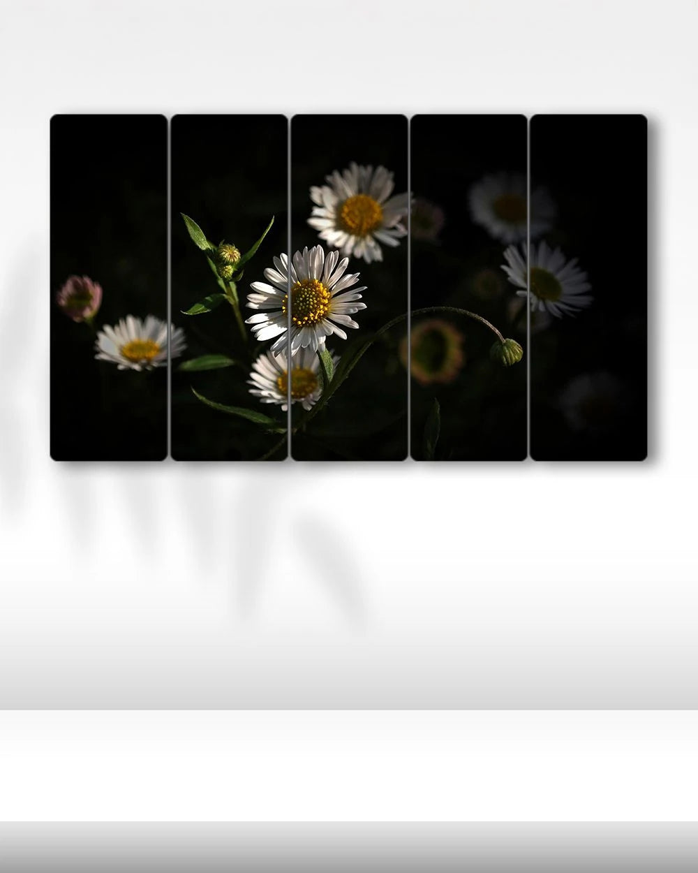 Beyaz Papatyalar - 5 Parçalı Çiçek Tablo