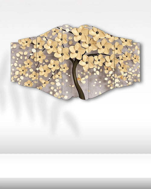 Altın Çiçek Ağacı - 5 Parçalı Tablo