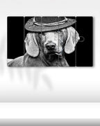 Şapkalı Weimaraner Köpek - 5 Parçalı Tablo