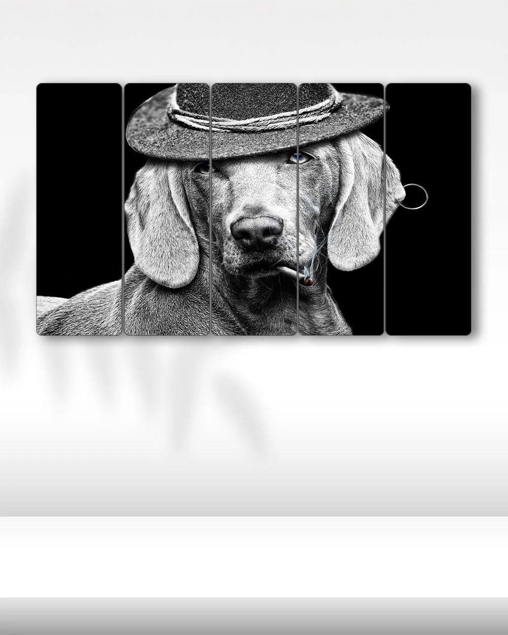 Şapkalı Weimaraner Köpek - 5 Parçalı Tablo