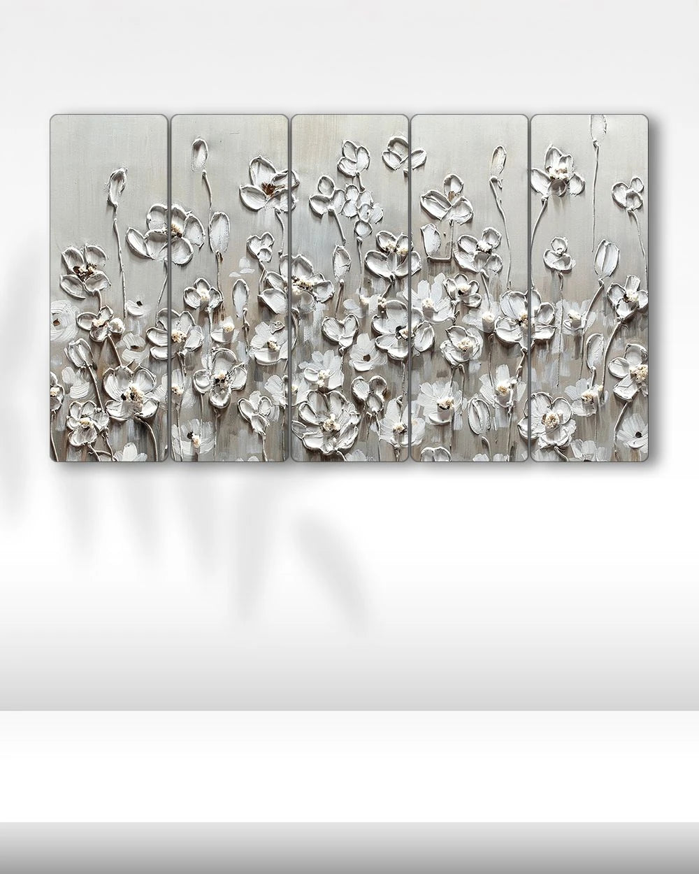 Beyazın Zarafeti - 5 Parçalı Çiçek Tablo