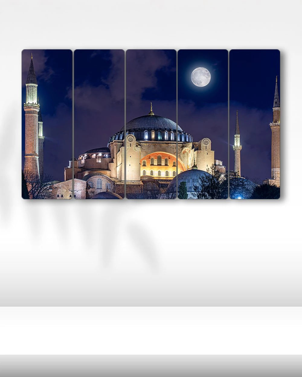 Ayasofya Camii, Dolunay, İstanbul - 5 Parçalı Dini Tablo