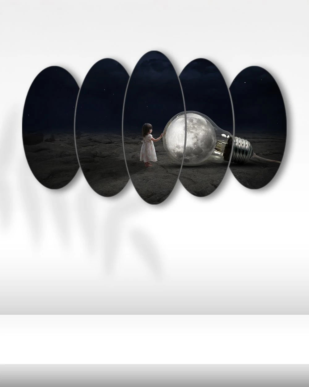 Ay Işığı ve Çocuk - 5 Parçalı Tablo