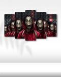 La Casa De Papel, Maskeler - 5 Parçalı Tablo