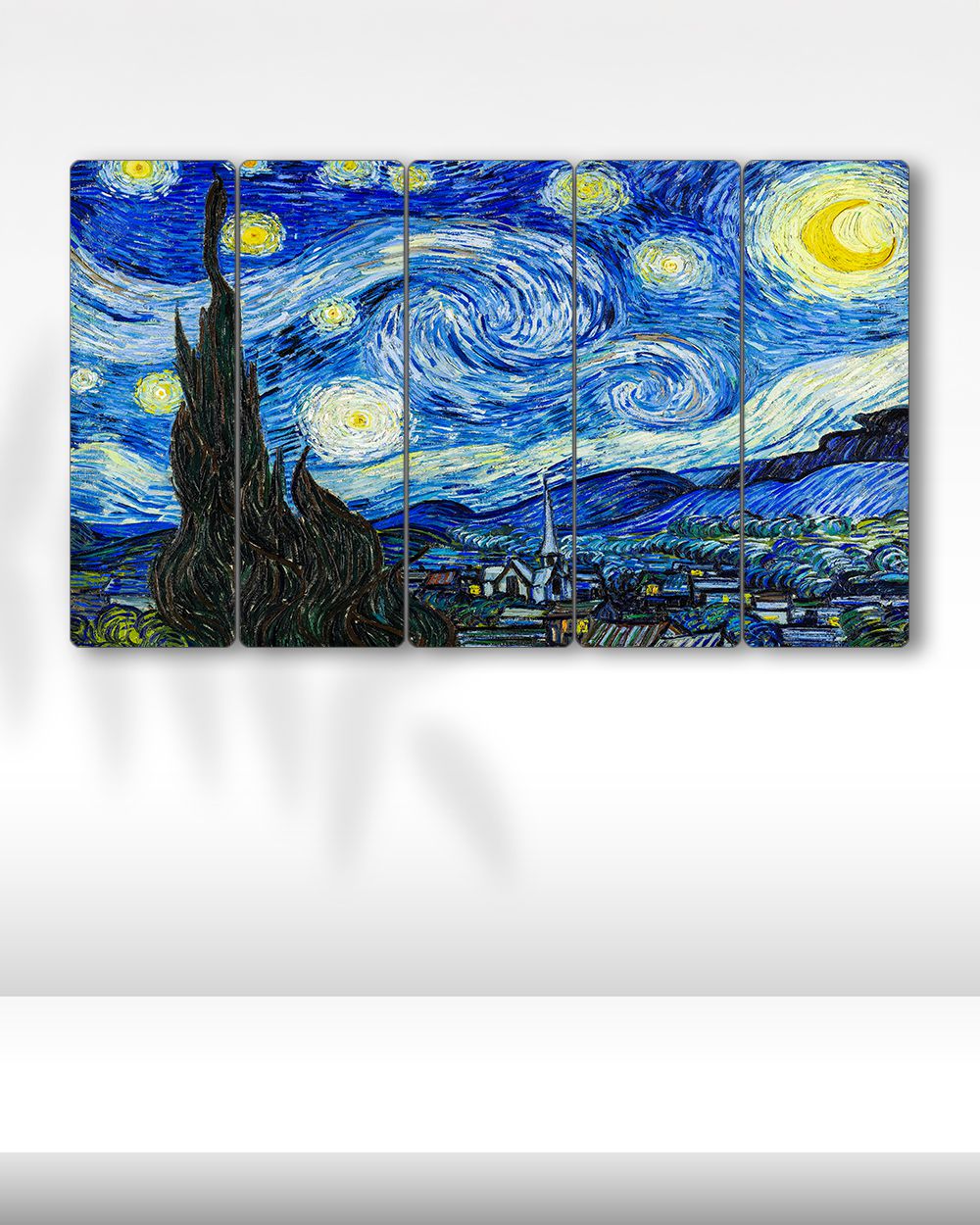 Yıldızlı Gece, Vincent Van Gogh - 5 Parçalı Tablo