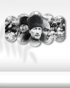 Atatürk Portre Karma Kareler - 5 Parçalı Tablo