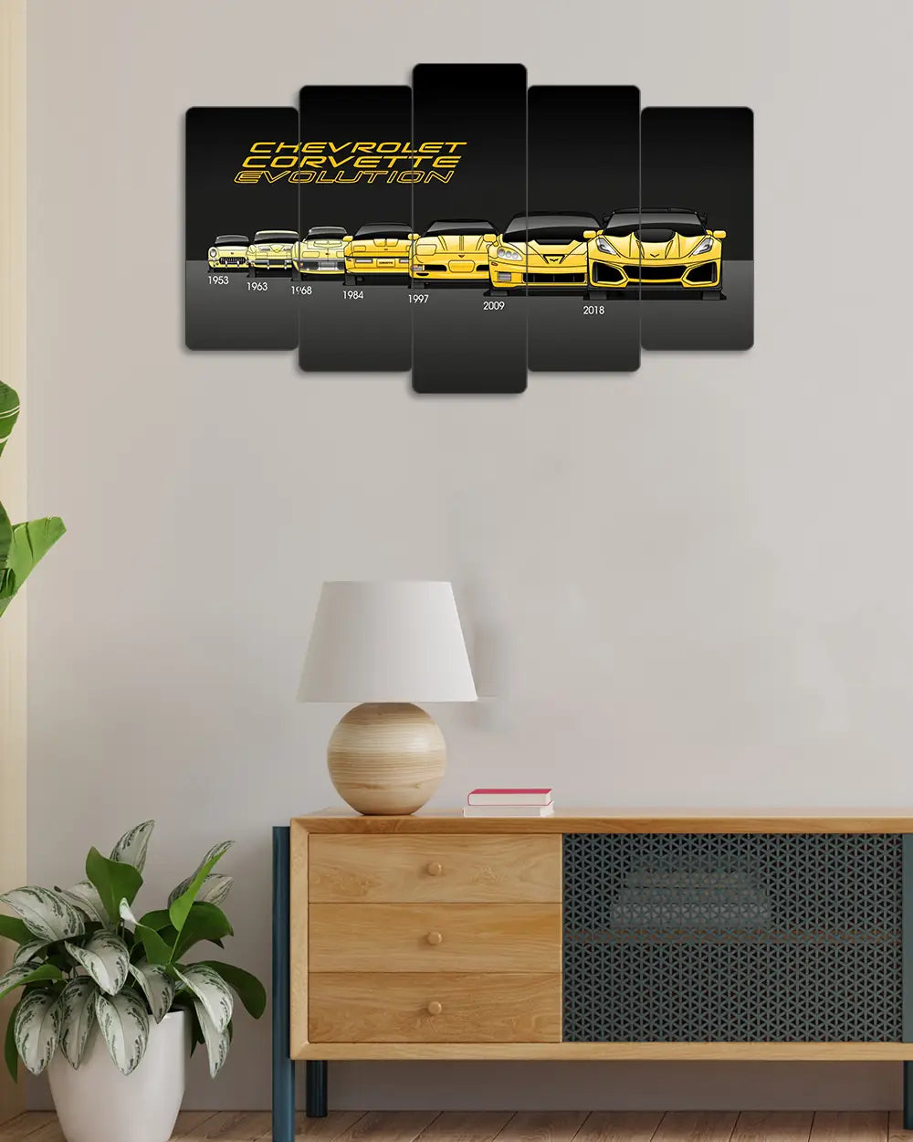 Chevrolet Corvette Evrimi - 5 Parçalı Araba Tablo