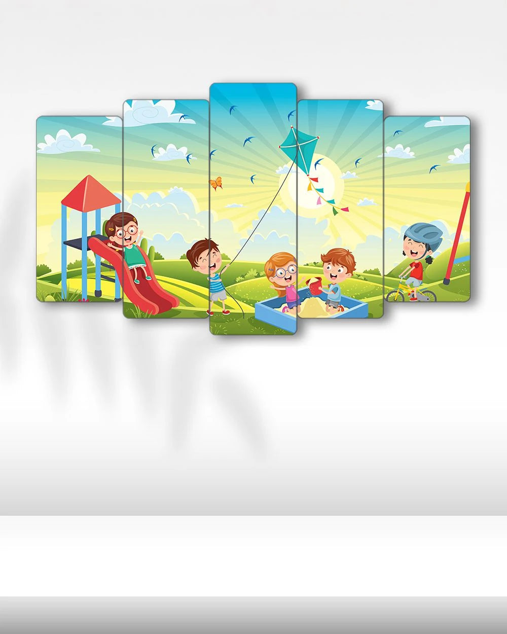 Park, Uçurtma, Çocuklar - 5 Parçalı Tablo