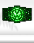 Volkswagen Logo - 5 Parçalı Araba Tablo