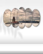 Kız Kulesi ve İstanbul Manzarası - 5 Parçalı Tablo