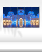 Şeyh Zayid Camii, Abu Dabi, Gece - 5 Parçalı Dini Tablo