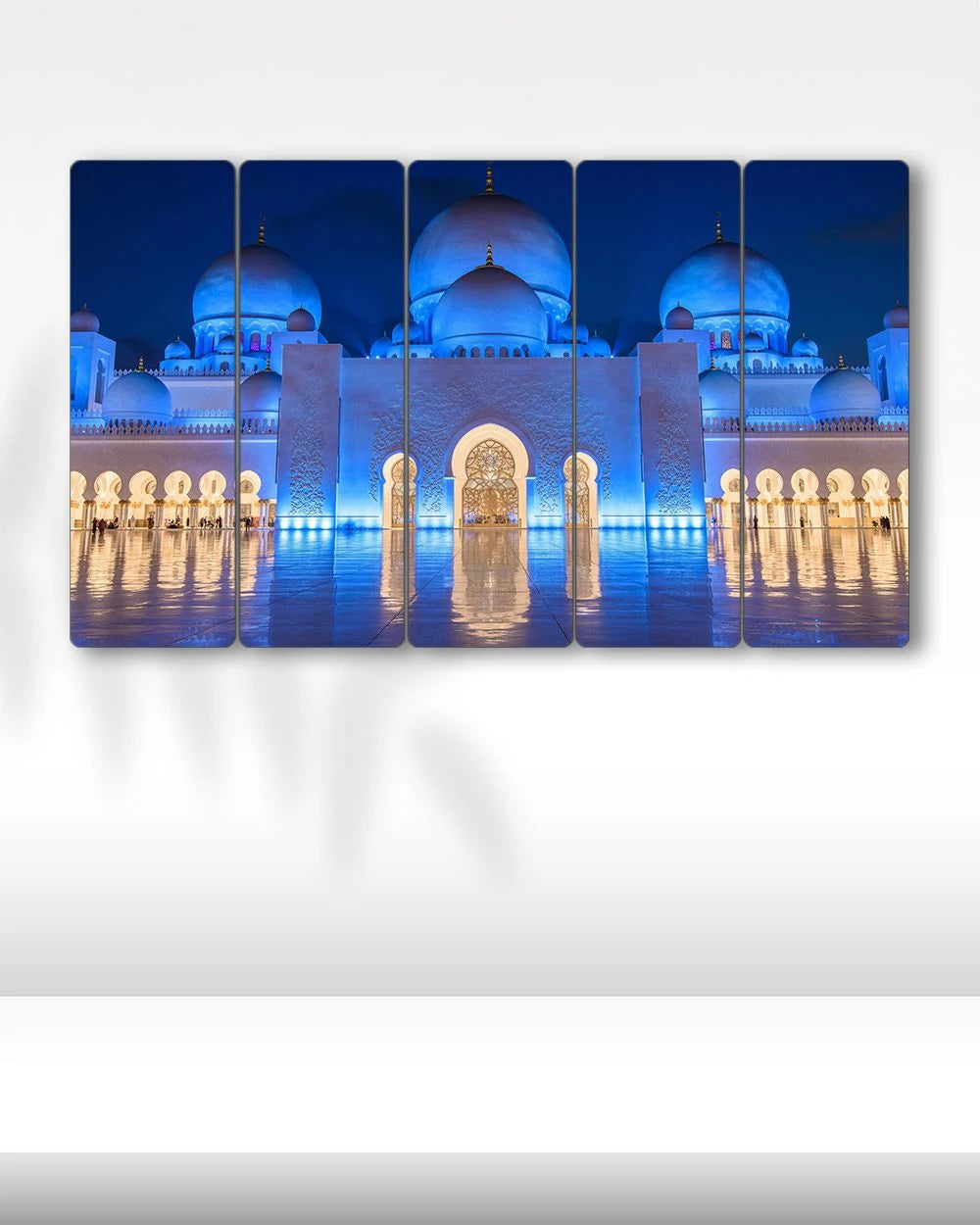 Şeyh Zayid Camii, Abu Dabi, Gece - 5 Parçalı Dini Tablo