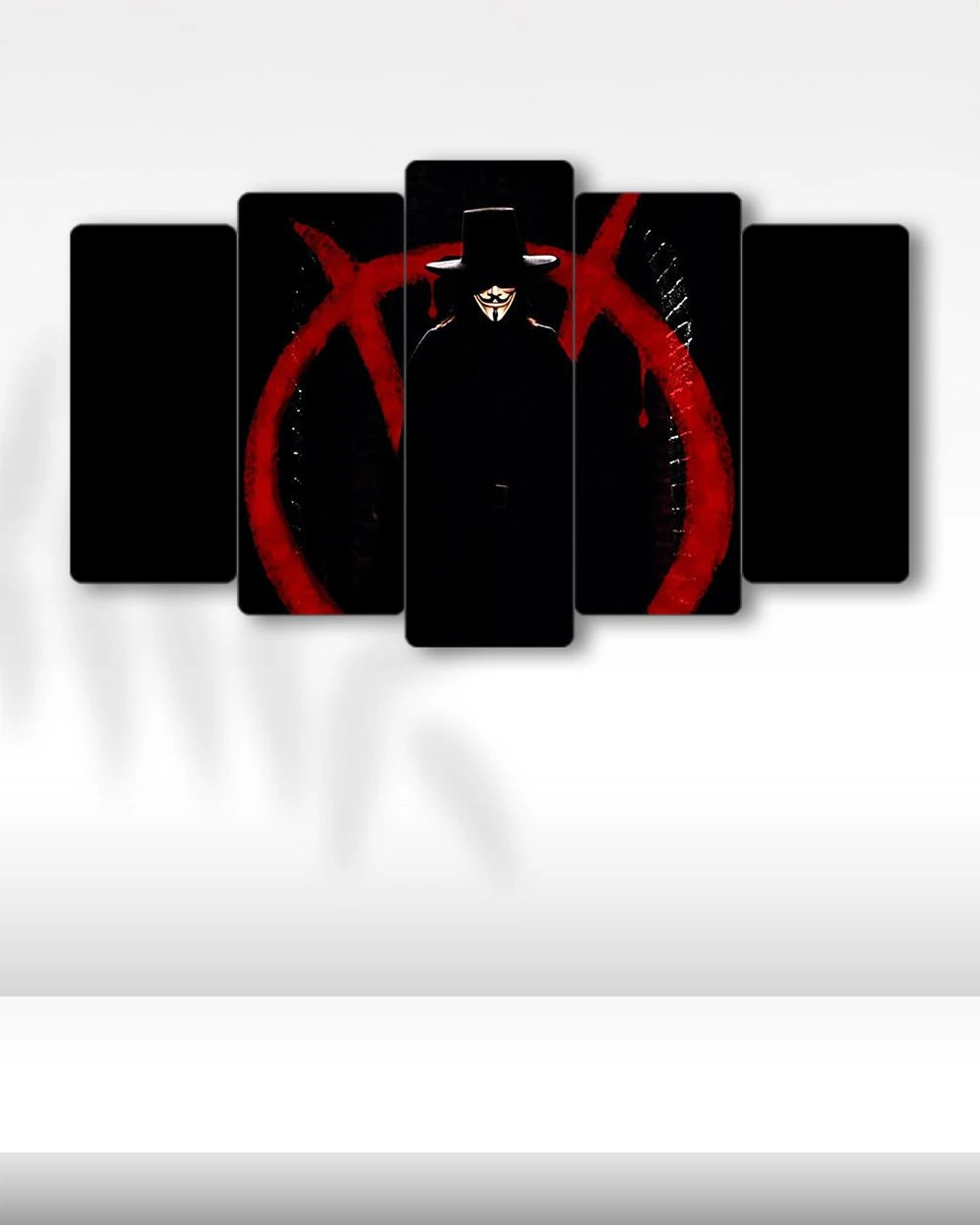 V Sembol Önünde, V for Vendetta - 5 Parçalı Tablo