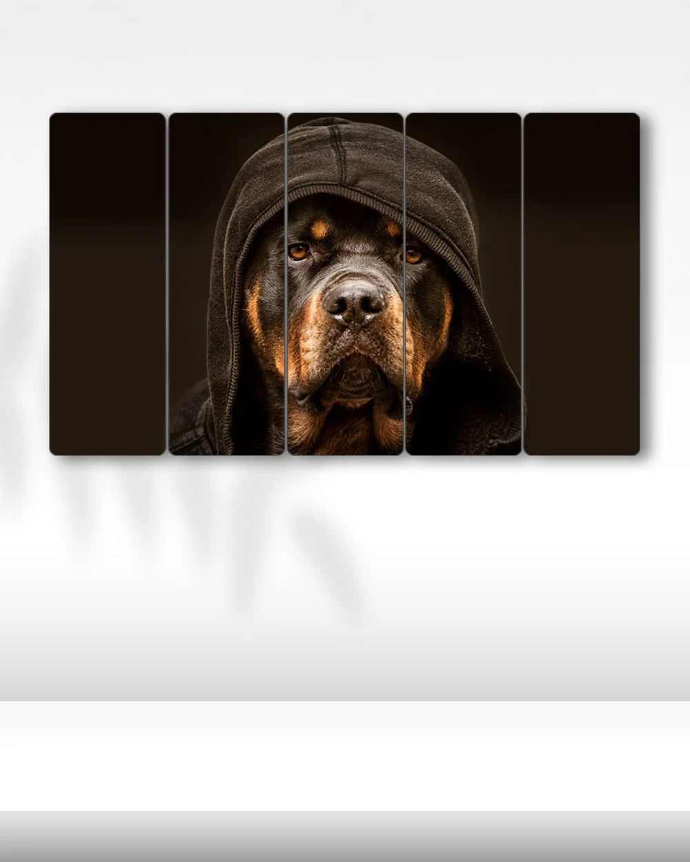 Kapüşonlu Rottweiler Köpek - 5 Parçalı Tablo