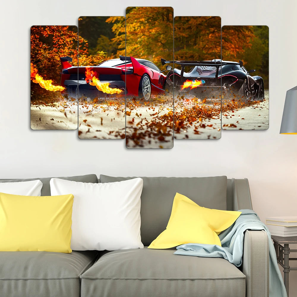 Ferrari LaFerrari & McLaren P1 - 5 Parçalı Araba Tablo