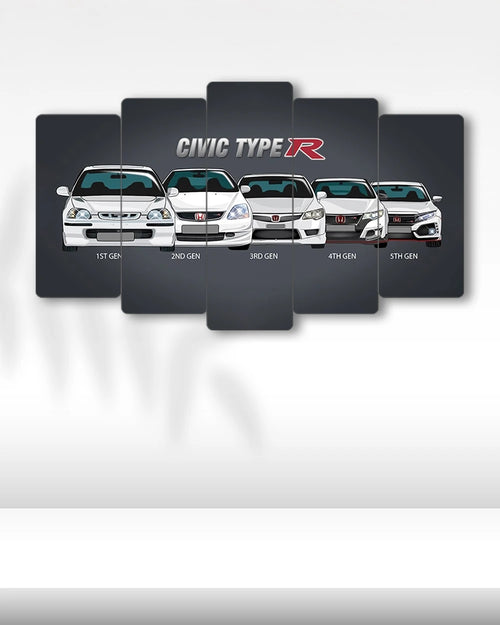 Honda Civic Type R Serisi - 5 Parçalı Araba Tablo