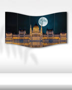 Budapeşte Parlamento Binası ve Dolunay - 5 Parçalı Tablo