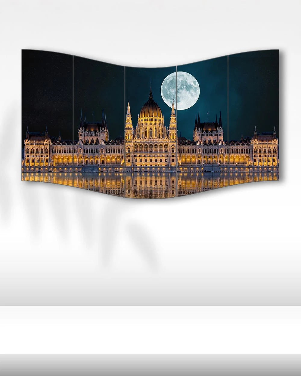 Budapeşte Parlamento Binası ve Dolunay - 5 Parçalı Tablo